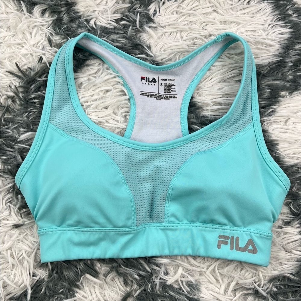 FILA SPORT Women’s Light Blue High Impact Sports Bra Size Small